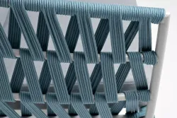 "Диего" диван 2-местный плетеный из роупа, каркас алюминий светло-серый (RAL7035) муар, роуп бирюзовый круглый, ткань светло-серая