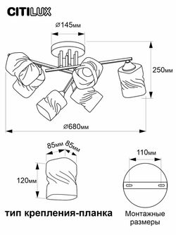 Citilux Клаус CL134165 Люстра потолочная Чёрная