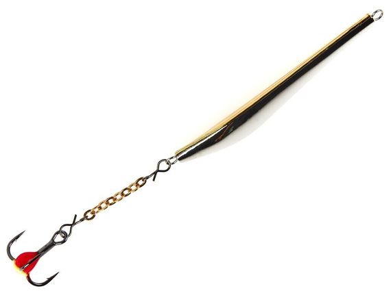 Блесна вертикальная зимняя Lucky John DOUBLE BLADE с цепочкой и тройником 45 мм SG блистер