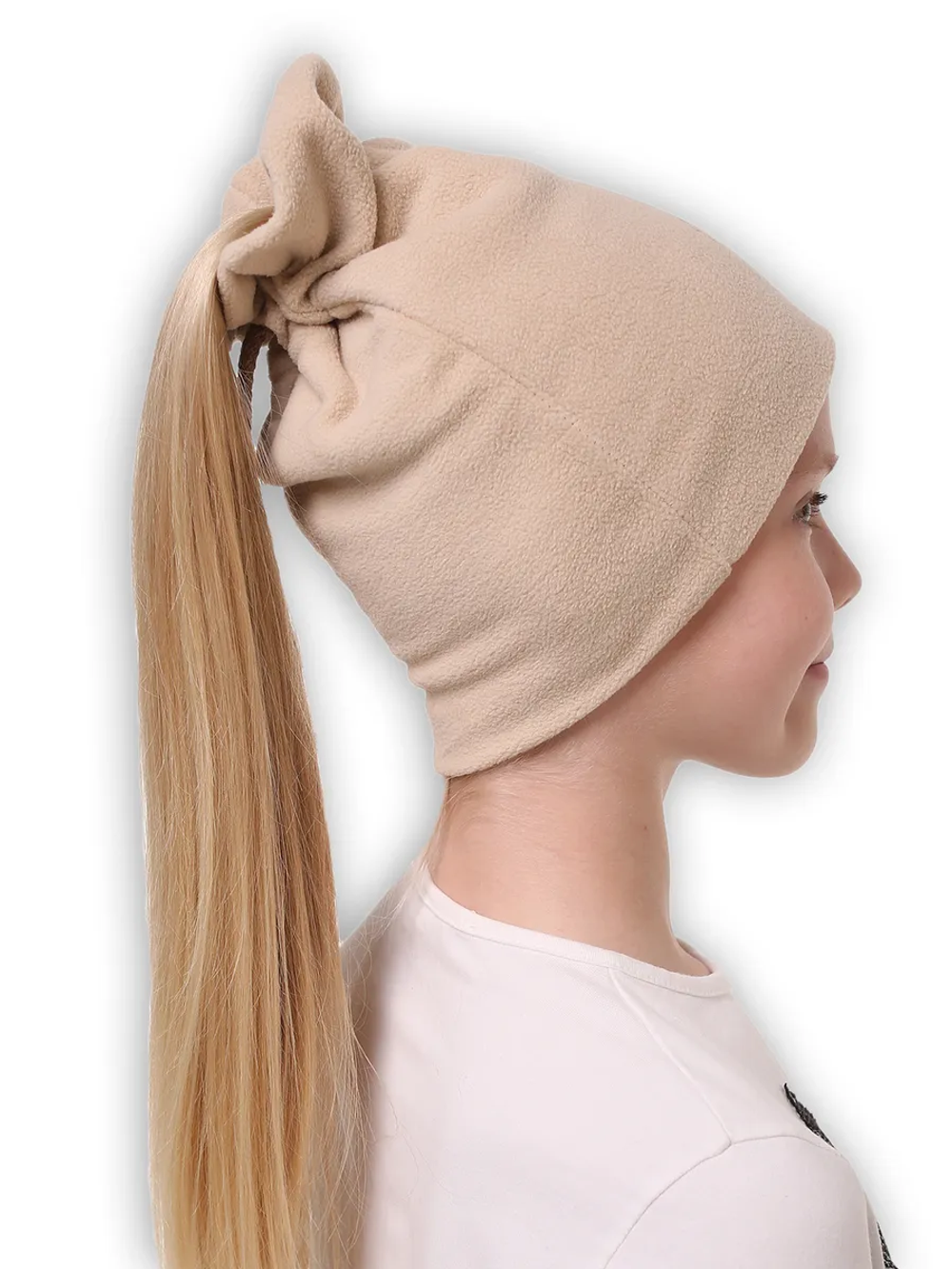 Шапка флисовая с отверстием для кички Николь