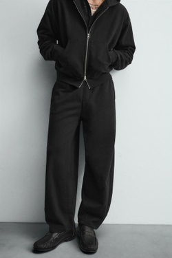 ZARA БРЮКИ-ДЖОГГЕРЫ BALLOON FIT, ЧЕРНЫЙ