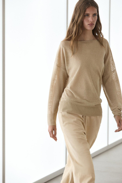 Massimo Dutti Струящийся джемпер из 100% льна с открытыми плечами, мышино-серый