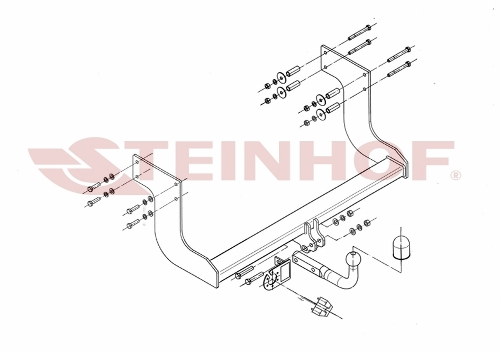 Фаркоп Steinhof K-034 для Kia K2900 бортовой 2008-(паспорт и сертификат в комплекте)(без электрики)