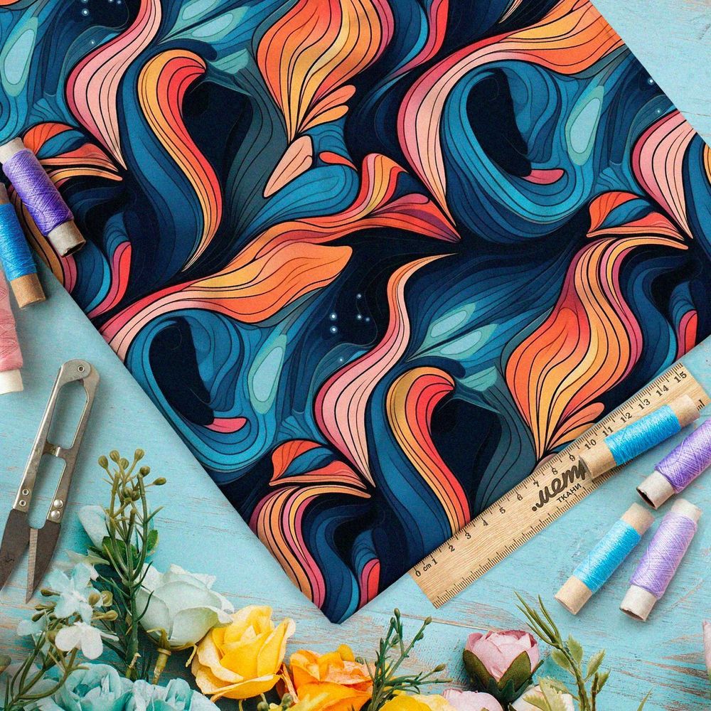 Ткань премиум дюспо орнамент фантазии