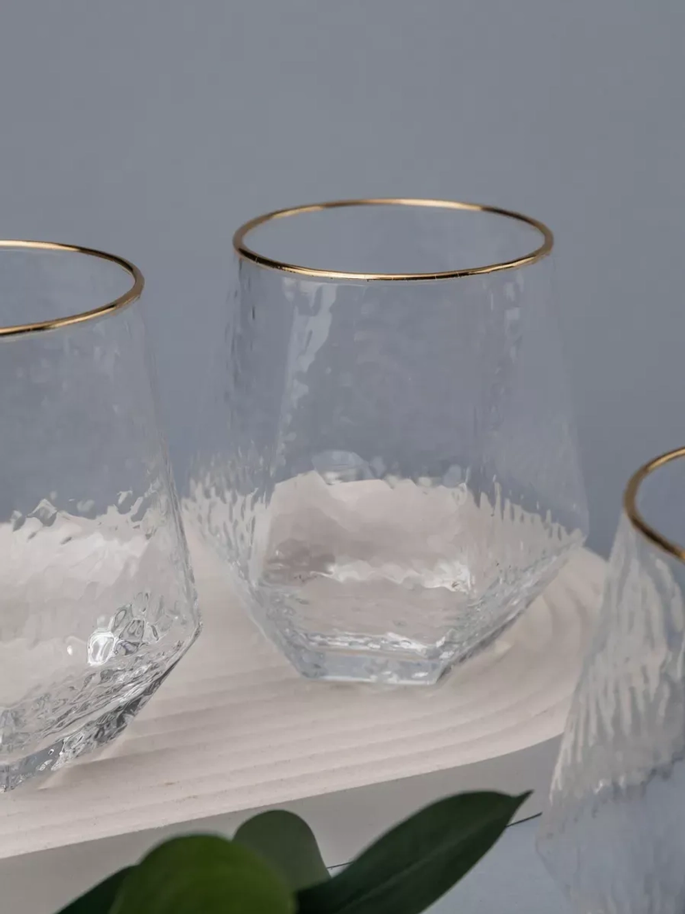 Набор шестигранных бокалов с рифленым стеклом 6 шт 300 мл.