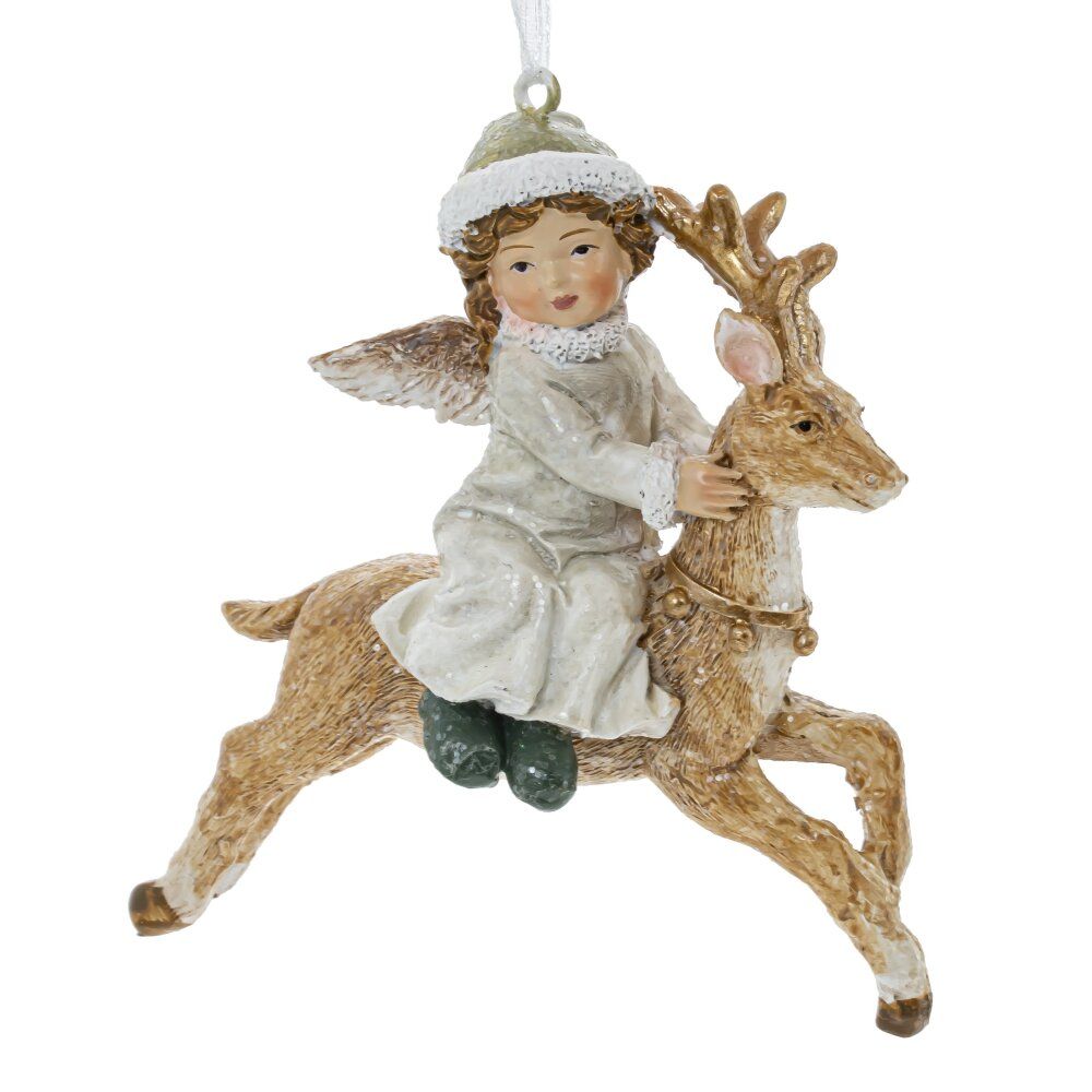 GAEM Украшение новогоднее "Ангел на олене", L8 W4,5 H9,5 см