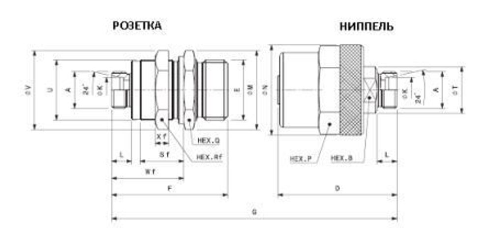 БРС РЕЗЬБОВЫЕ VR 36x2 28L - D1 Розетка