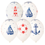 Шар латексный 35см Морская (Белый)