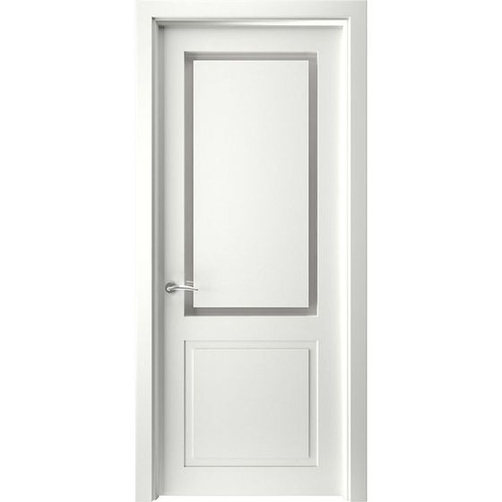 Дверь эмаль Каролина белая остеклённая