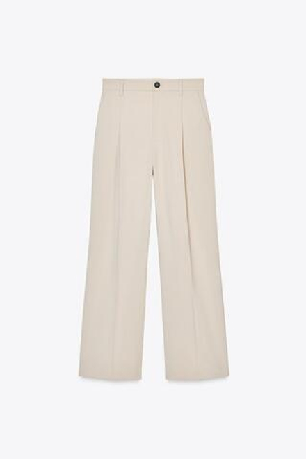 ZARA БРЮКИ С ЗАЩИПАМИ, БЕЖЕВЫЙ