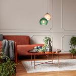 Подвесной светильник 1х40Вт Е14, металл/стекло,  зеленый