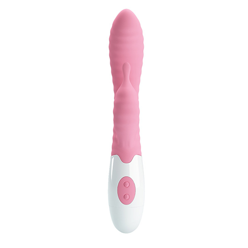 Розовый вибратор-кролик 20см c ребристым рельефом Pretty Love Pete Bunny Vibrator BI-014705-1