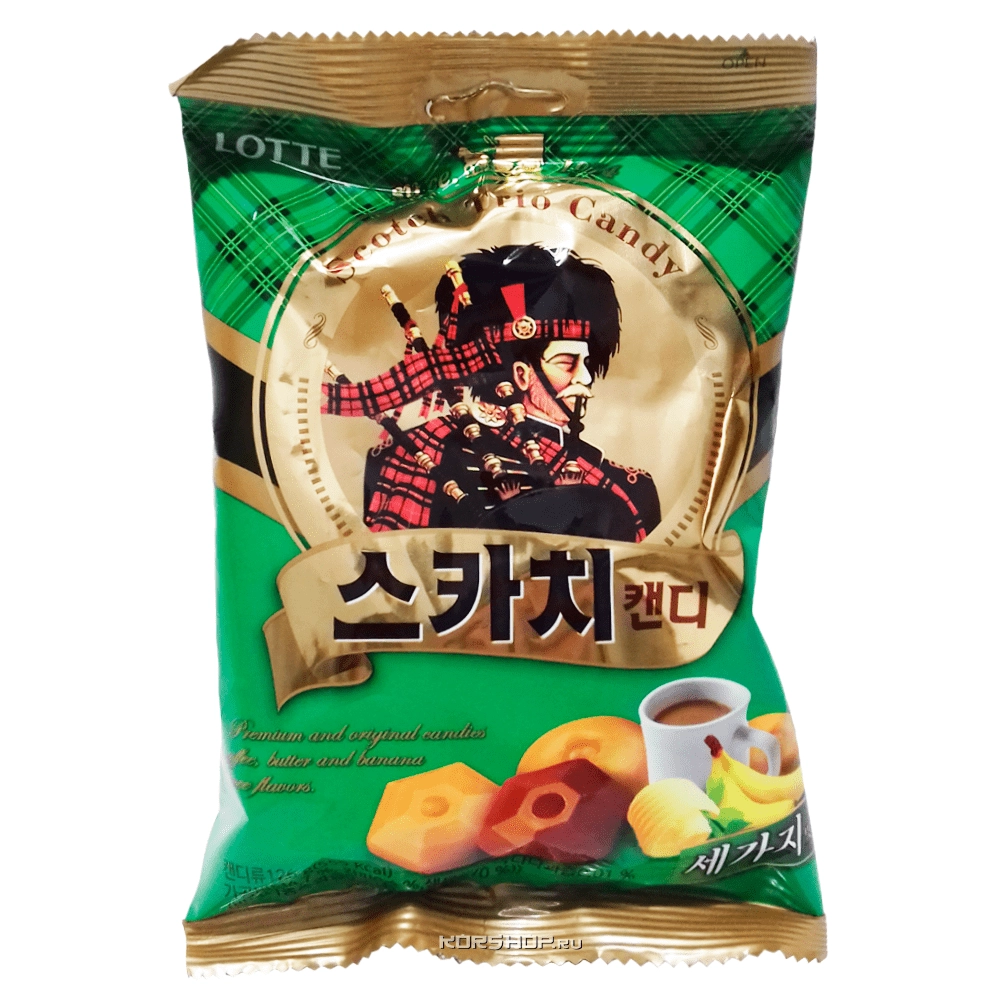 Леденцовая карамель (сливочная, банан, кофе) Trio Scotch Candy Lotte