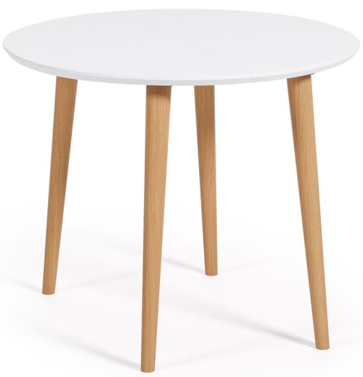 Oqui Раздвижной стол с белой столешницей и ножками из массива бука 90 (170) x 90 см La Forma Испания 