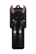 Зажимы на соски «Прищепки» с черными кисточками из шелка