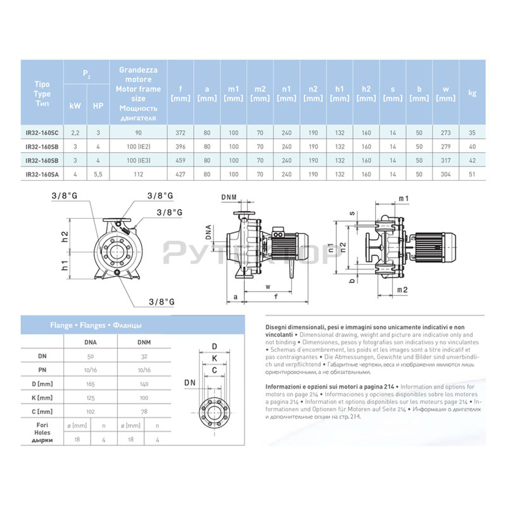 Насосный агрегат моноблочный фланцевый SAER IR 32-160SA