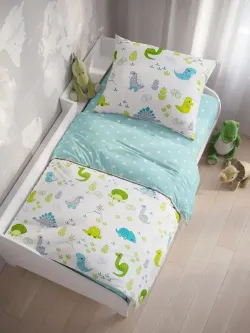 Наволочка комплект 2шт бязь Сказка "Динозаврики" 40x60 см на молнии