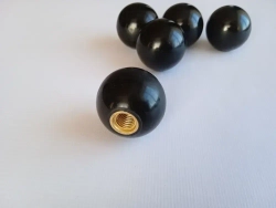 Ручка шар для станка 25 мм черная резьба М10 латунная вставка/Комплект из 5 штук