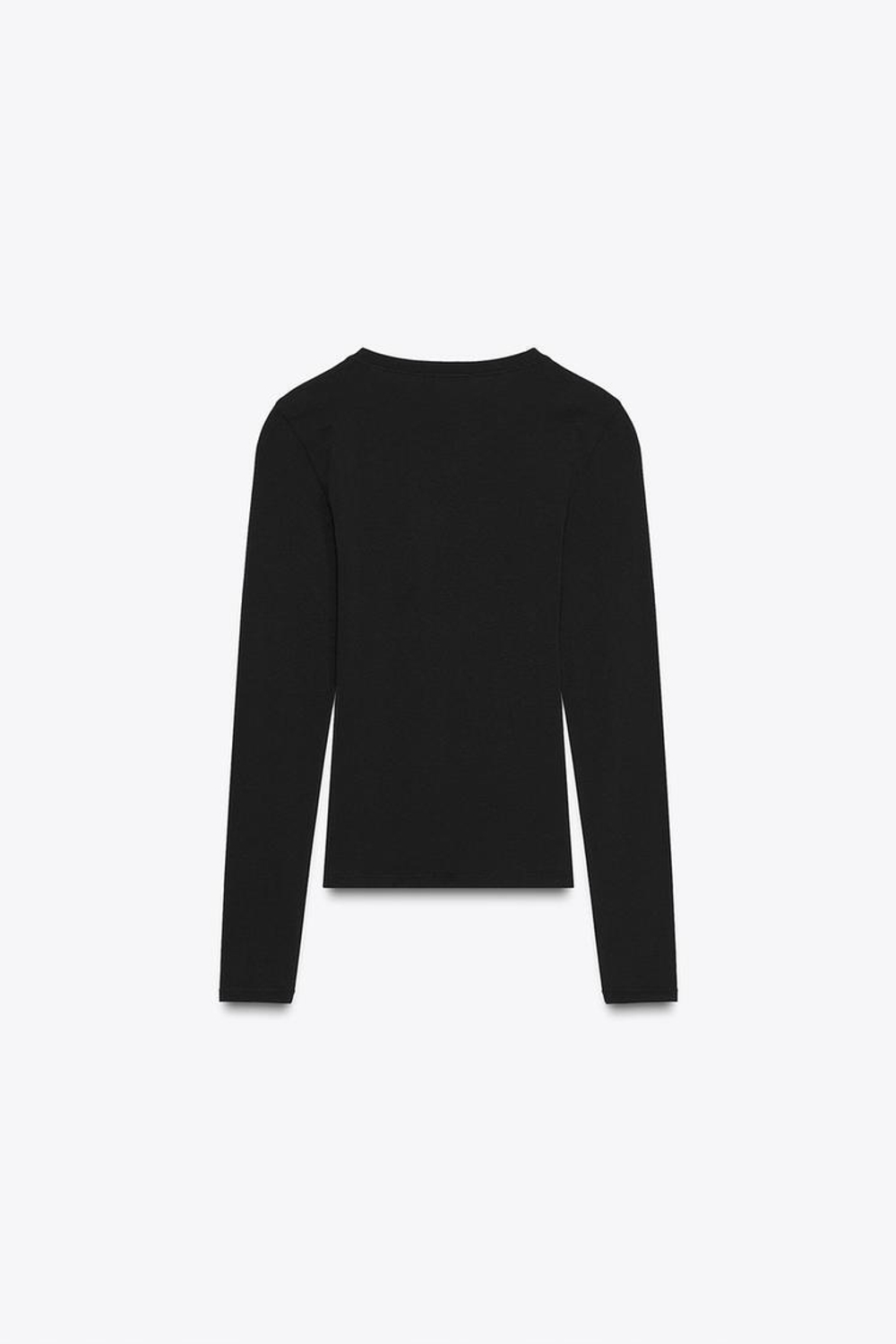 ZARA ФУТБОЛКА С ДЛИННЫМИ РУКАВАМИ, ЧЕРНЫЙ