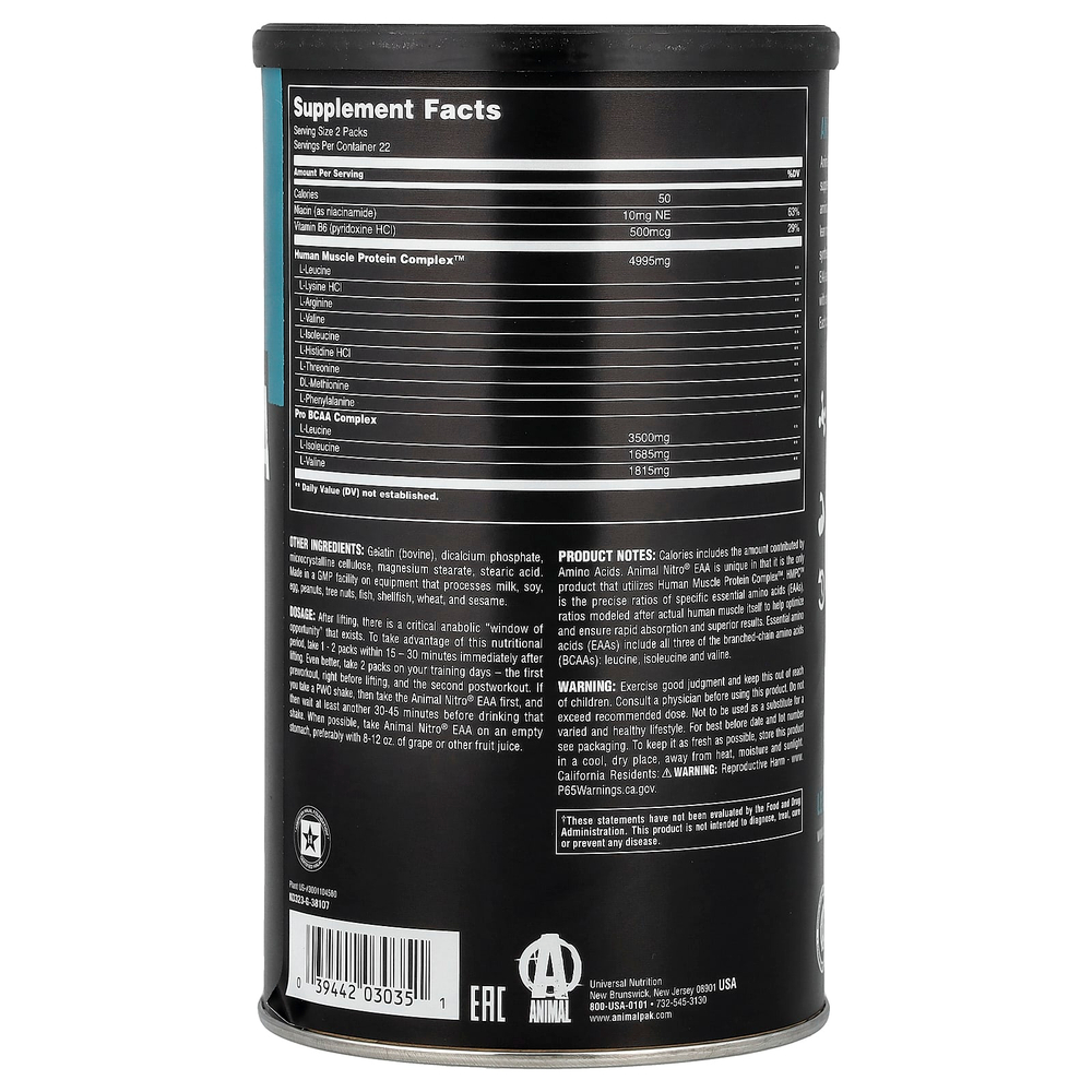 Animal, Nitro® EAA, полный спектр незаменимых аминокислот, 44 пакетика