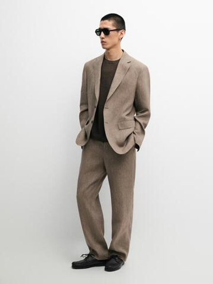 Massimo Dutti Костюмные брюки из 100% льна, охра