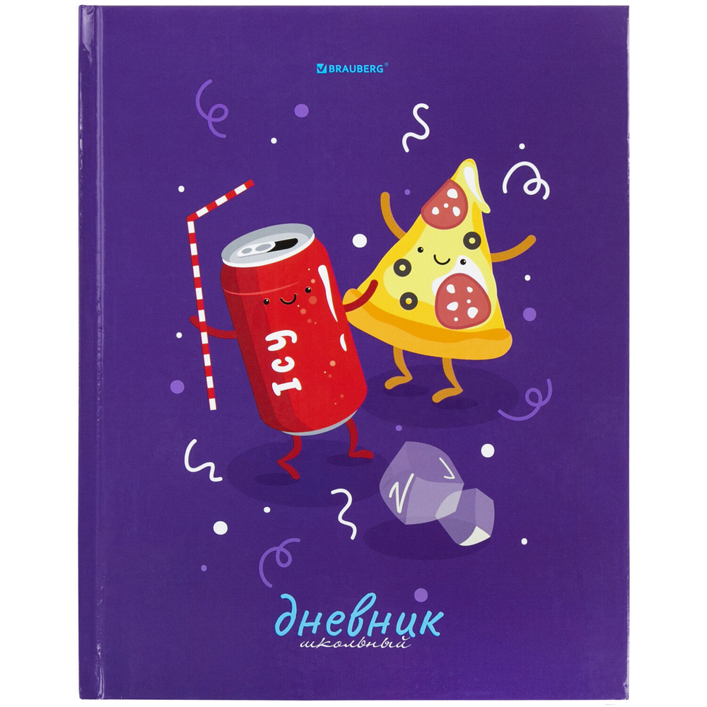 Дневник 1-11 класс 40 л. твердый BRAUBERG глянцевая ламинация "Funny Food" (4 штуки в упаковке)