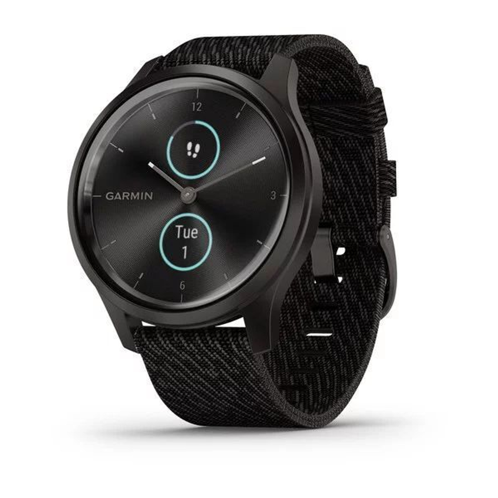 Часы Garmin VIVOMOVE Style графитовый с плетеным нейлоновым черным ремешком, 010-02240-23