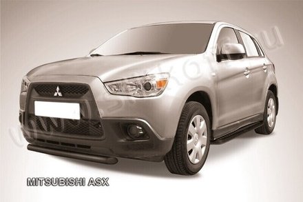 Защита переднего бампера Mitsubishi ASX (2010-2013) d57 короткая серебристая