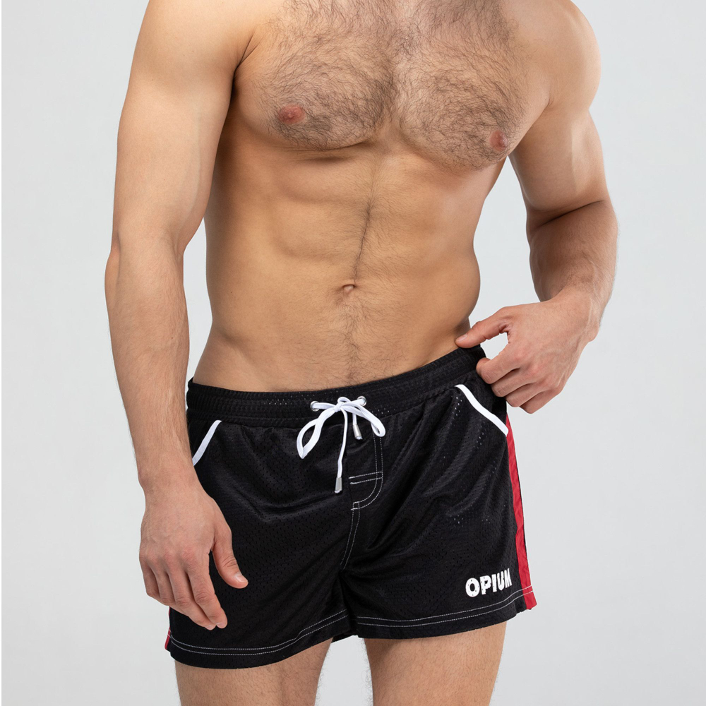 Мужские короткие шорты из быстросохнущего перфорированного материала (Размер: S) (Цвет: черный)