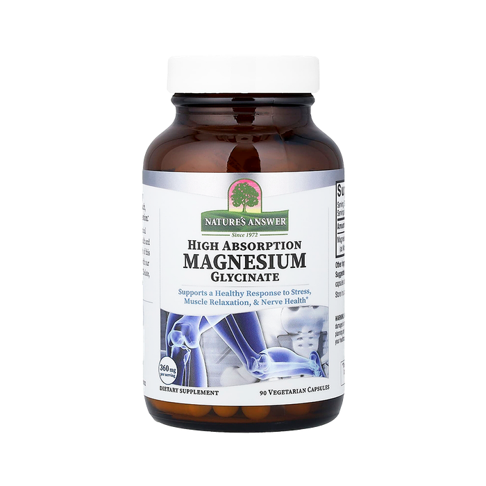 Глицинат магния, Magnesium Glycinate, Nature's Answer, 90 вегетарианских капсул