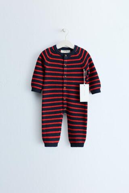 ZARA TIMELESS — КОМБИНЕЗОН В ПОЛОСКУ ИЗ ХЛОПКА И ШЕРСТИ, КРАСНЫЙ/ТЕМНО-СИНИЙ