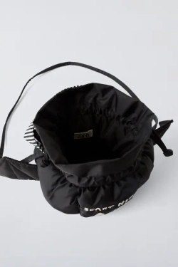 ZARA СУМКА-МЕШОК, ЧЕРНЫЙ