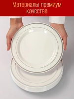 Набор одноразовых пластиковых тарелок с каймой "Серебро" 23 см 20 штук.