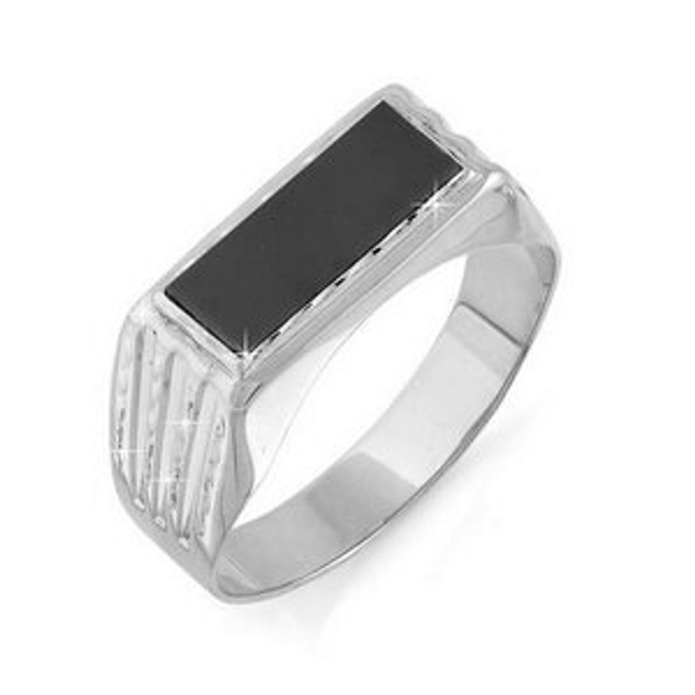 Серебряное кольцо-печатка мужское с фианитом 17,5 размер