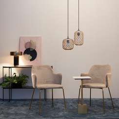 Стул Dwight, светло-бежевый шенилл, золотые ножки