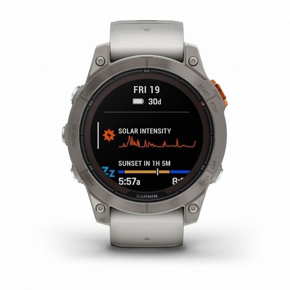 Garmin Fenix 7 Pro Sapphire Solar – титан, серо-оранжевый ремешок