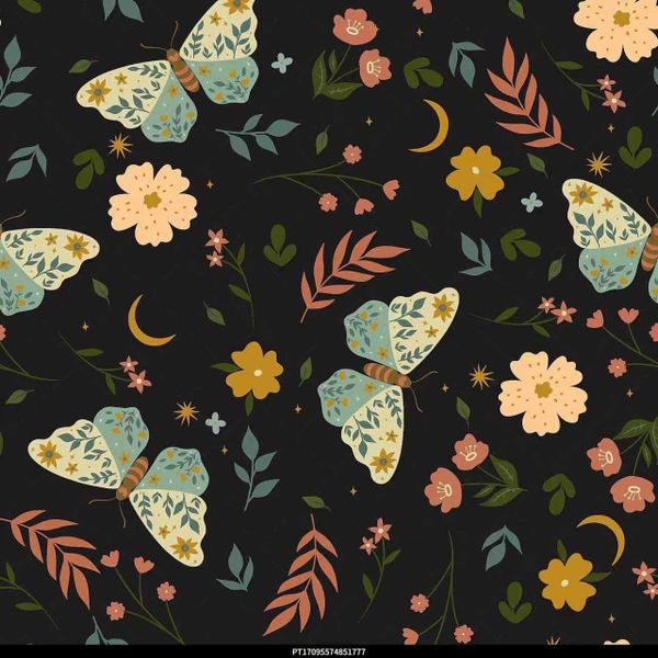 ПРЕДЗАКАЗ, БАБОЧКИ НА ЧЕРНОМ, 100% хлопок 1