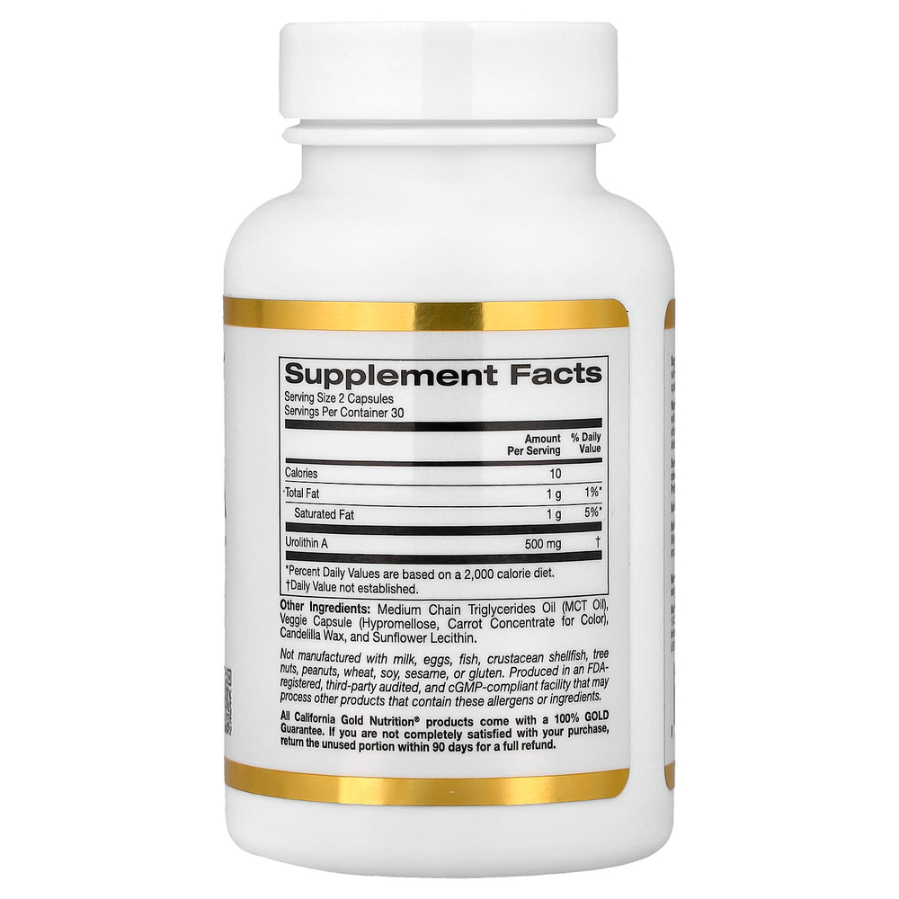California Gold Nutrition, уролитин A, 250 мг, 60 растительных капсул с жидкостью