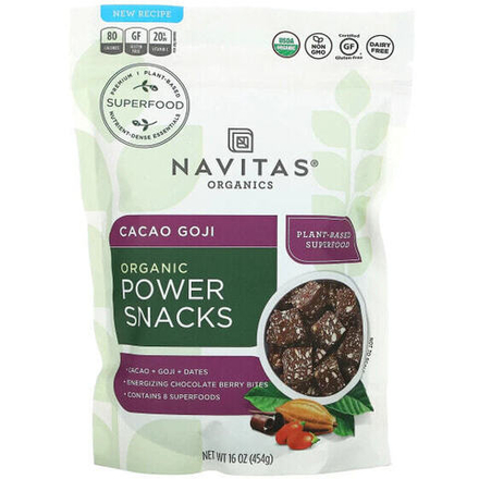 Суперфуды Navitas Organics, Organic Power Snack, какао-годжи, 454 г (16 унций)