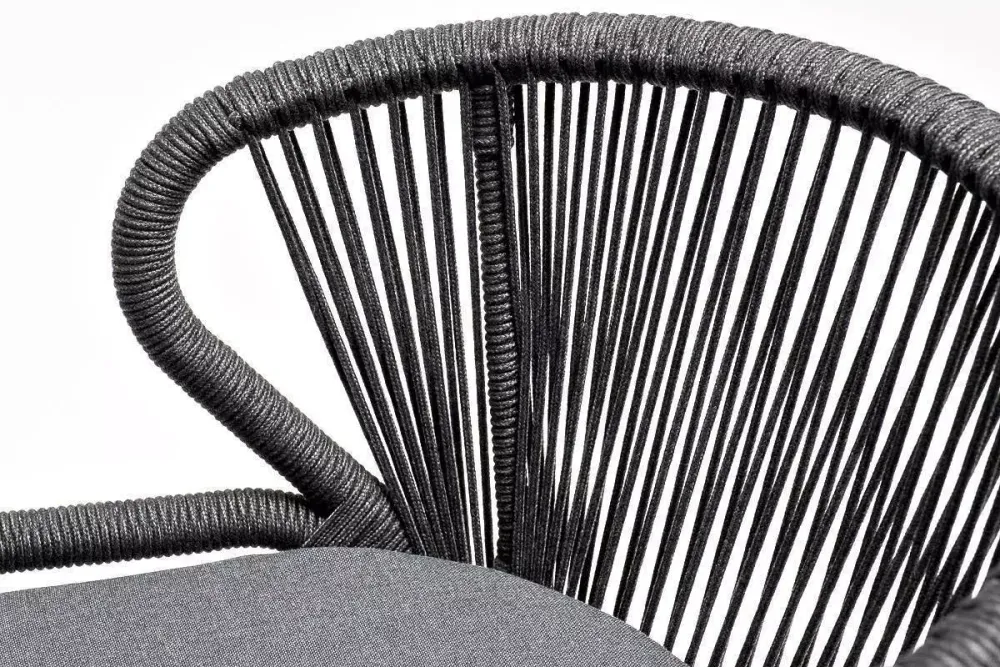 "Венето" обеденная группа на 6 персон со стульями "Милан", каркас темно-серый, роуп темно-серый