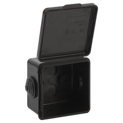 Распаячная коробка ЭРА KOR-65-65-50-4g-B открытой установки черная 65х65х50мм с гермовводами 4 вх. IP54