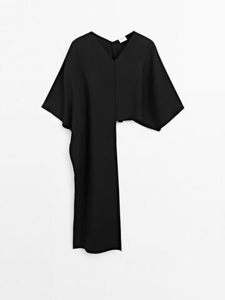 Massimo Dutti Блузка-накидка асимметричного кроя - Studio, черный