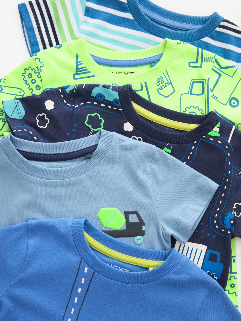 Футболка для мальчика Next N14-559, 5 шт., Cалатовый, Синий, Голубой