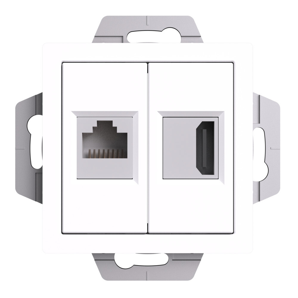 ATLASDESIGN РОЗЕТКА двойная HDMI+RJ45, кат.5Е, механизм, БЕЛЫЙ ATN000182