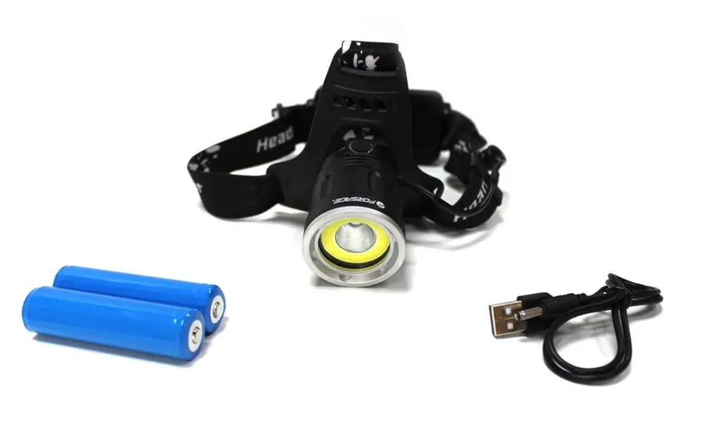 Фонарь светодиодный аккумуляторный налобный (5W COB LED1500Lm,,2000mAh,зарядка12V,время раб.4ч,время заряд.6ч,защита гнезда зарядки) Forsage F-01403