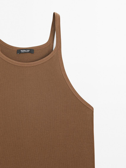 Massimo Dutti Топ из 100% хлопка на бретелях, коричневый
