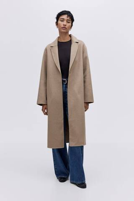 H&M Пальто ручной работы из смесовой шерсти, бежевый