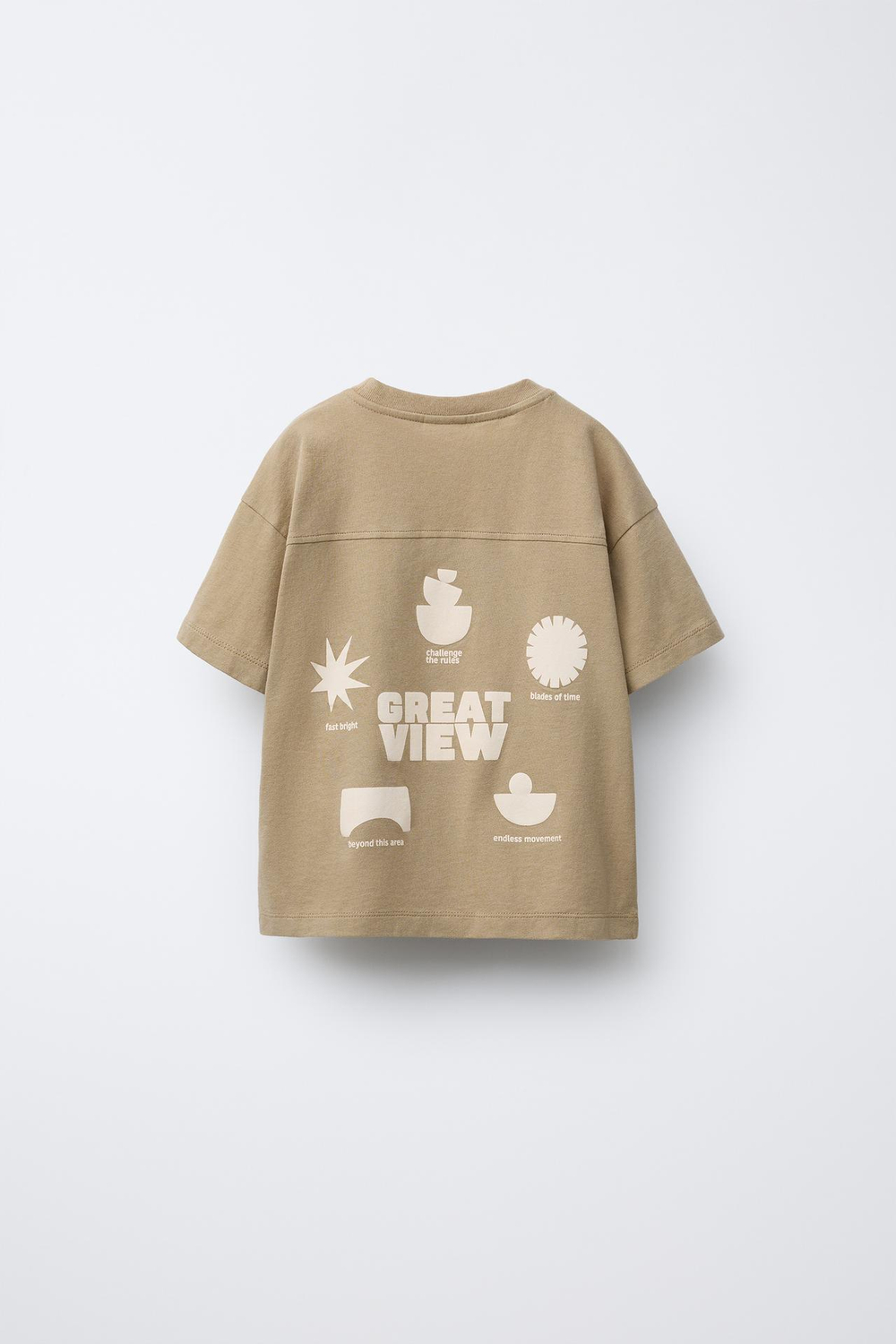 ZARA ФУТБОЛКА GARMENT DYE С ПРИНТОМ, РЫЖЕВАТО-КОРИЧНЕВЫЙ