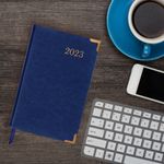 Ежедневник датированный 2023 А5 138x213 мм BRAUBERG "Senator", под кожу, синий, 114063