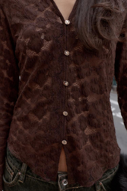 ZARA ТОП С ВЫШИВКОЙ РИШЕЛЬЕ, КОРИЧНЕВЫЙ